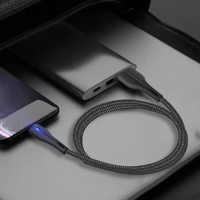 Дата кабель USB 2.0 AM to Lightning 1.0m led black ColorWay (CW-CBUL034-BK)