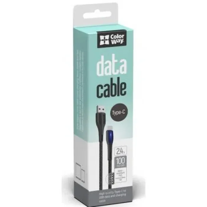 Дата кабель USB 2.0 AM to USB-C 1.0m led black ColorWay (CW-CBUC034-BK)