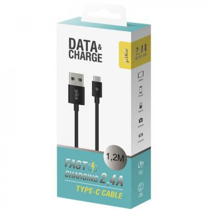 Дата кабель USB 2.0 AM to USB-C 1.2m black Piko (1283126489174)