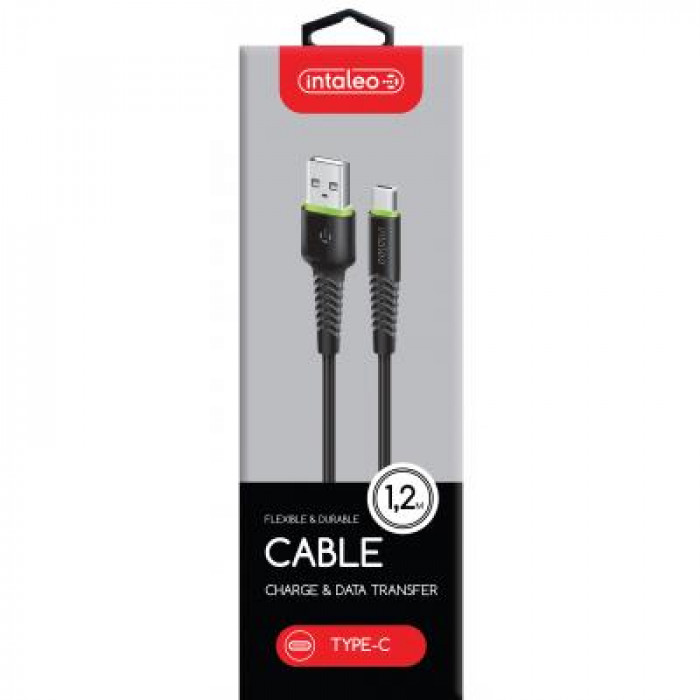 Дата кабель USB 2.0 AM to USB-C 1.2m black Intaleo (1283126487484)