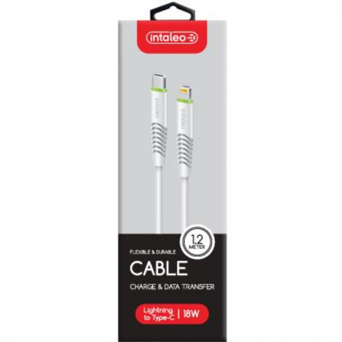 Дата кабель USB-C to Lightning 1.2m 18W white Intaleo (1283126504099)