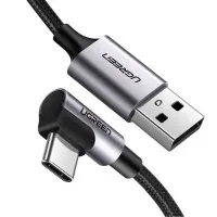 Дата кабель USB 2.0 AM to USB-C 1.0m 90° corner braid black Ugreen (50941)