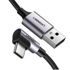 Дата кабель USB 2.0 AM to USB-C 1.0m 90° corner braid black Ugreen (50941)