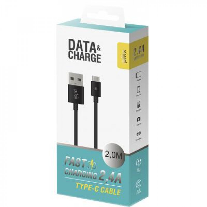 Дата кабель USB 2.0 AM to USB-C 2.0m black Piko (1283126493850)