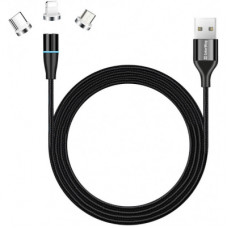 Дата кабель USB 2.0 AM to Lightning + Micro 5P + USB-C 1.0m Magnetic ColorWay (CW-CBUU038-BK)
