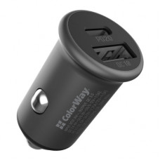 Зарядний пристрій ColorWay 2USB Car (Type-C PD20W + USB QC3.0 ) (38W) Gray (CW-CHA029PD-GR)