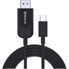 Дата кабель USB 2.0 AM to USB-C 2.0m Fabric Premiumblack REAL-EL (EL123500047)