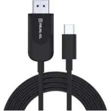 Дата кабель USB 2.0 AM to USB-C 2.0m Fabric Premiumblack REAL-EL (EL123500047)