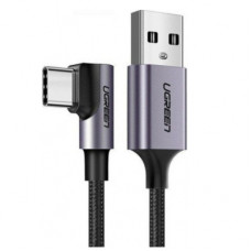 Дата кабель USB 2.0 AM to USB-C 2.0m 90° corner aluminum braid US284 black Ugreen (50942)