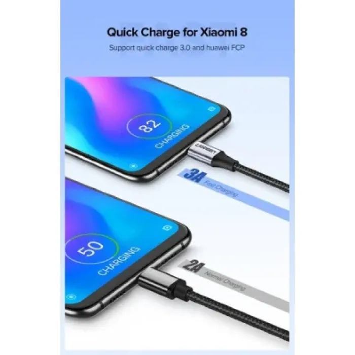 Дата кабель USB 2.0 AM to USB-C 1.5m US288 Aluminum Braid (Black) Ugreen (60127)