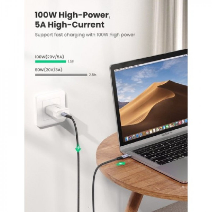 Дата кабель USB-C to USB-C 1.0m USB3.1 Gen2 US355 5A Alum. (Black) Ugreen (80150)
